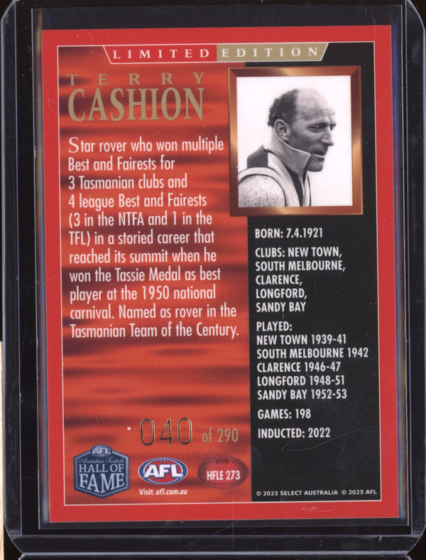 Terry Cashion 2023 Select Legacy AFL HFLE273 Hall of Fame Inductees Limited Edition 40/290