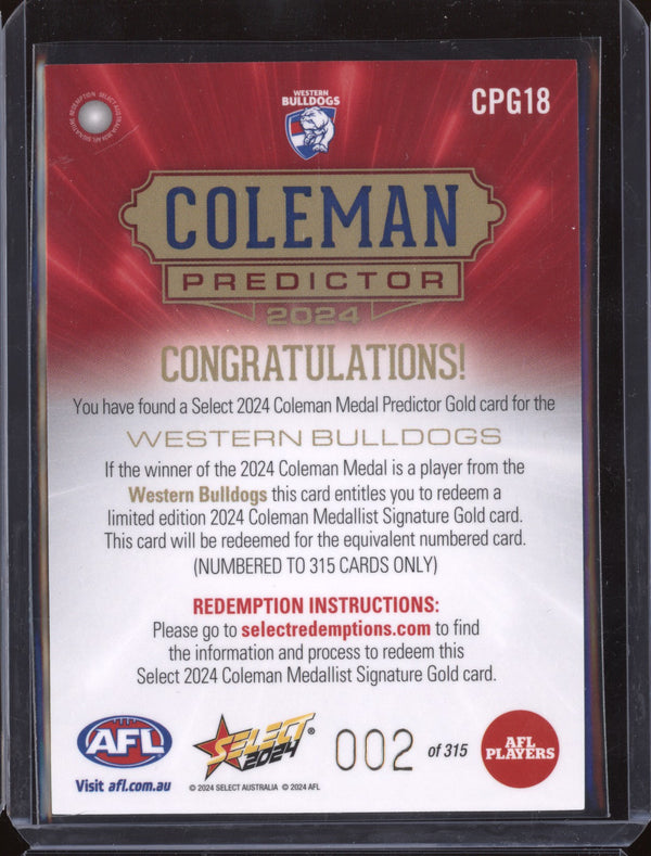 Western Bulldogs 2024 Select Footy Stars Coleman Predictor Gold Low 002/315