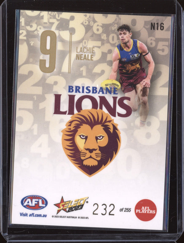 Lachie Neale 2023 Select Footy Stars N169 Numbers Gold 232/255