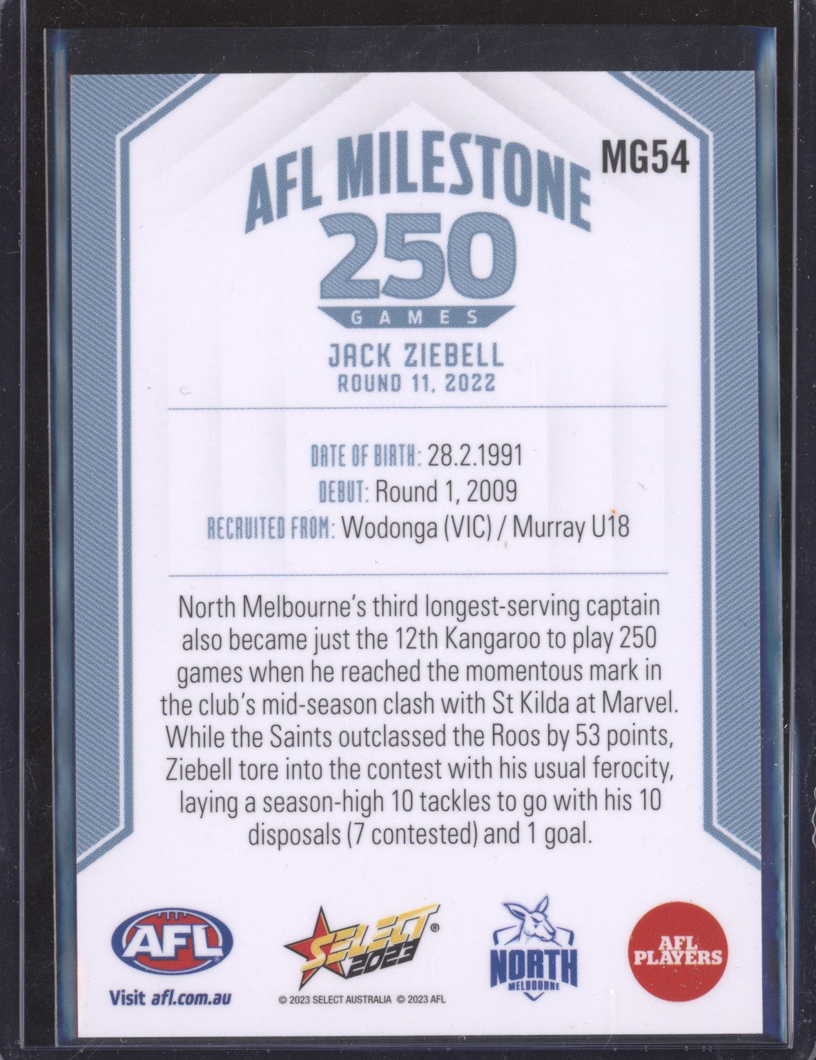 Jack Ziebell 2023 Select Footy Stars MG54 AFL Milestone