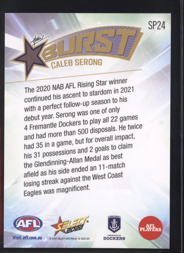 Caleb Serong 2022 AFL- Select Footy Stars Starburst Paint