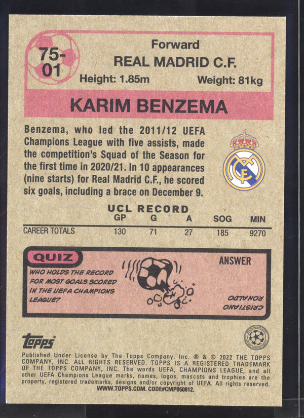 Karim Benzema 2021/22 Topps UEFA Champions League 1975/76 Topps Footballers