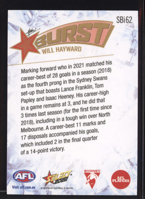 Will Hayward 2022 AFL - Select Footy Stars Starburst Ice