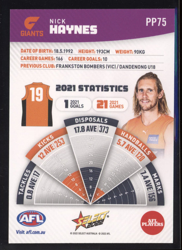 Nick Haynes 2022 Select Footy Stars Common Card - Purple