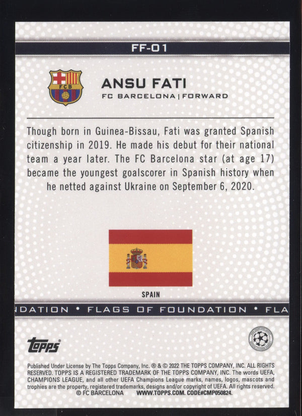 Ansu Fati 2021/22 Topps UEFA Champions League Flags of Foundation