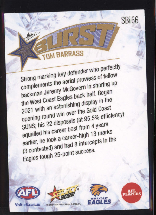 Tom Barrass 2022 AFL - Select Footy Stars Starburst Ice