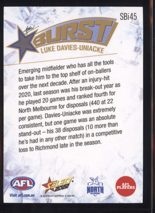 Luke Davies-Uniacke 2022 AFL - Select Footy Stars Starburst Ice