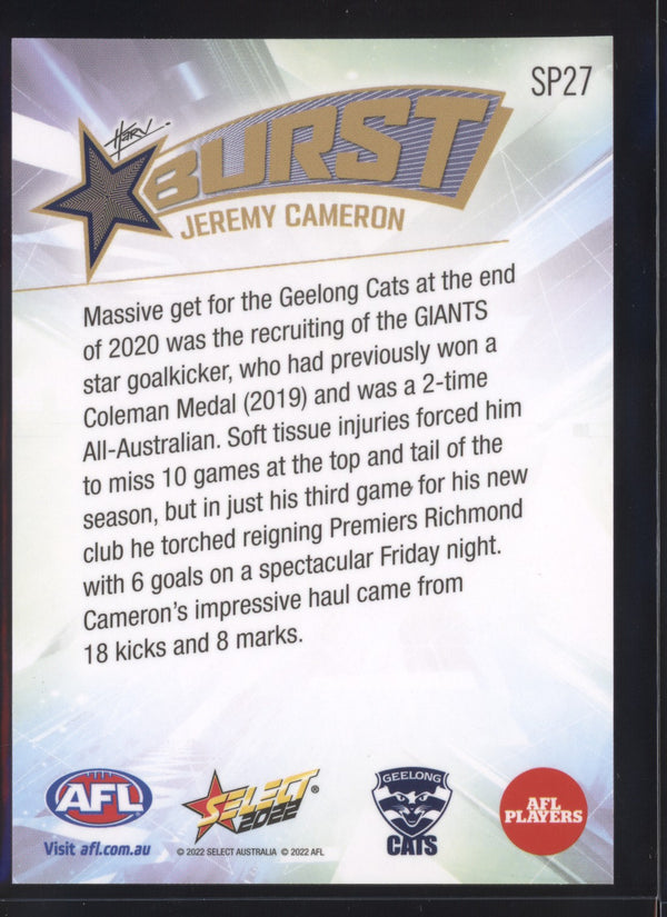 Jeremy Cameron 2022 AFL- Select Footy Stars Starburst Paint