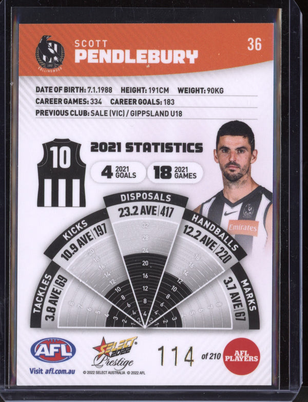 Scott Pendlebury 2022 Select Footy Stars Prestige Orange 114/210