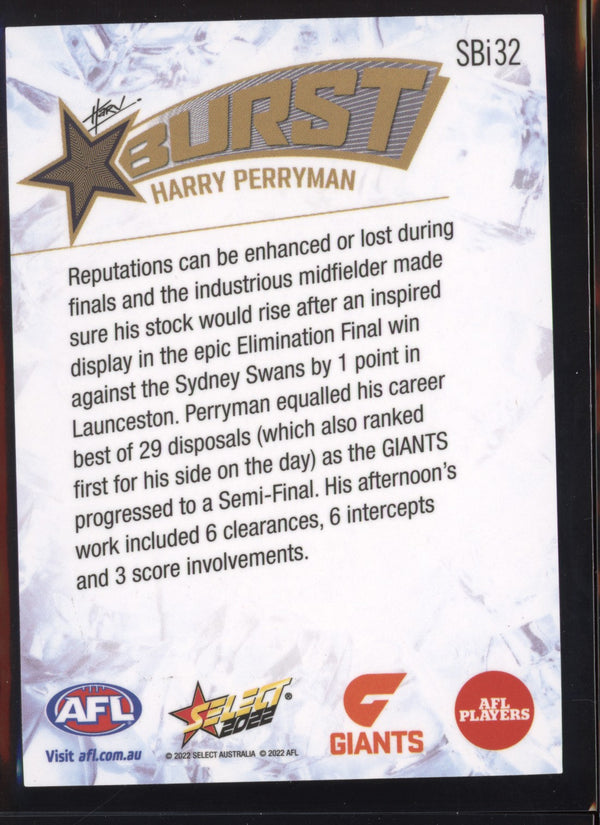 Harry Perryman 2022 AFL - Select Footy Stars Starburst Ice