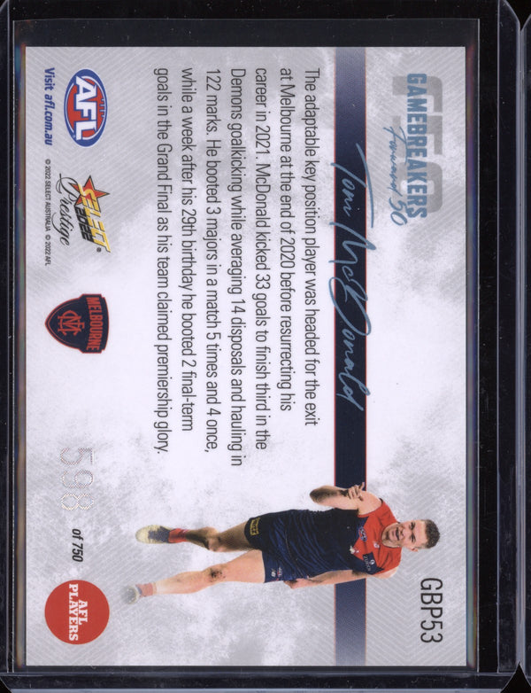 Tom Mcdonald 2022 Select Prestige  Gamebreakers 598/750