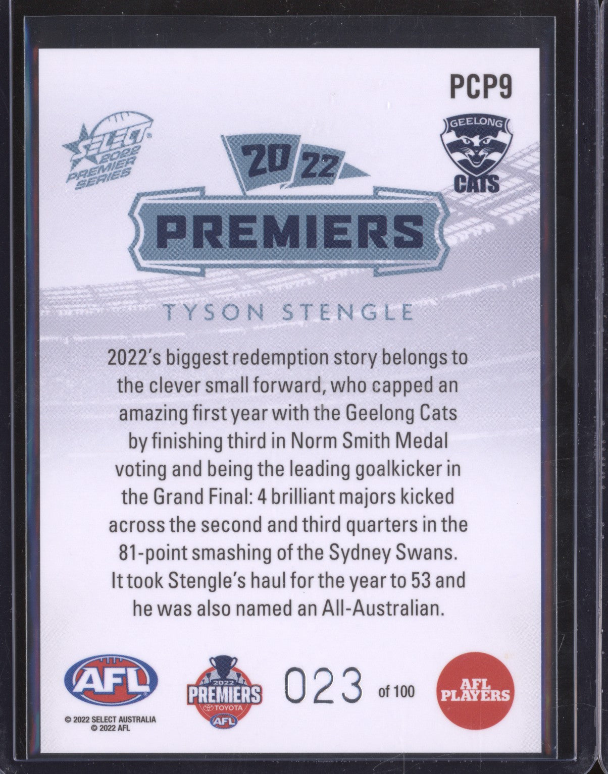 Tyson Stengle 2022 Select Premier Series PCP9 23/100