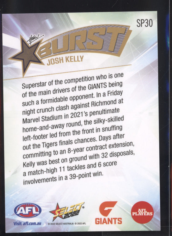 Josh Kelly 2022 AFL- Select Footy Stars Starburst Paint