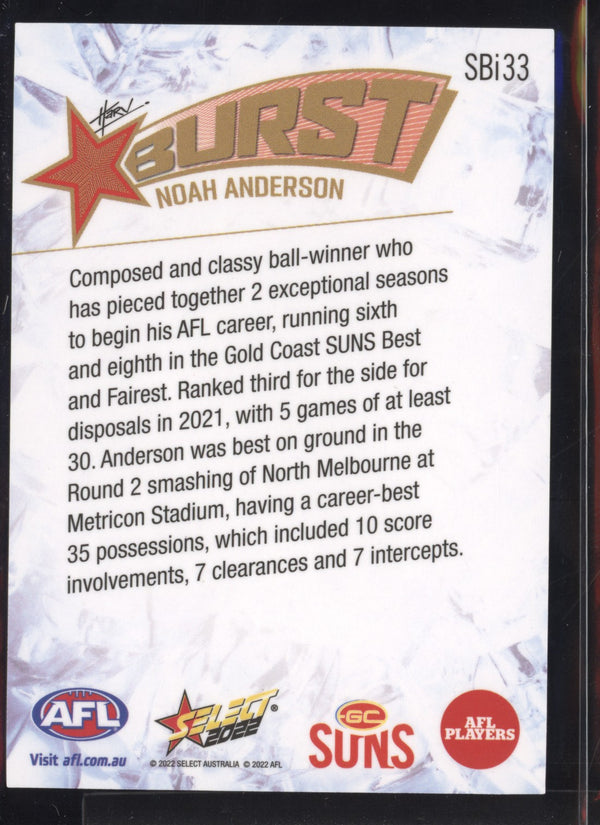 Noah Anderson 2022 AFL - Select Footy Stars Starburst Ice