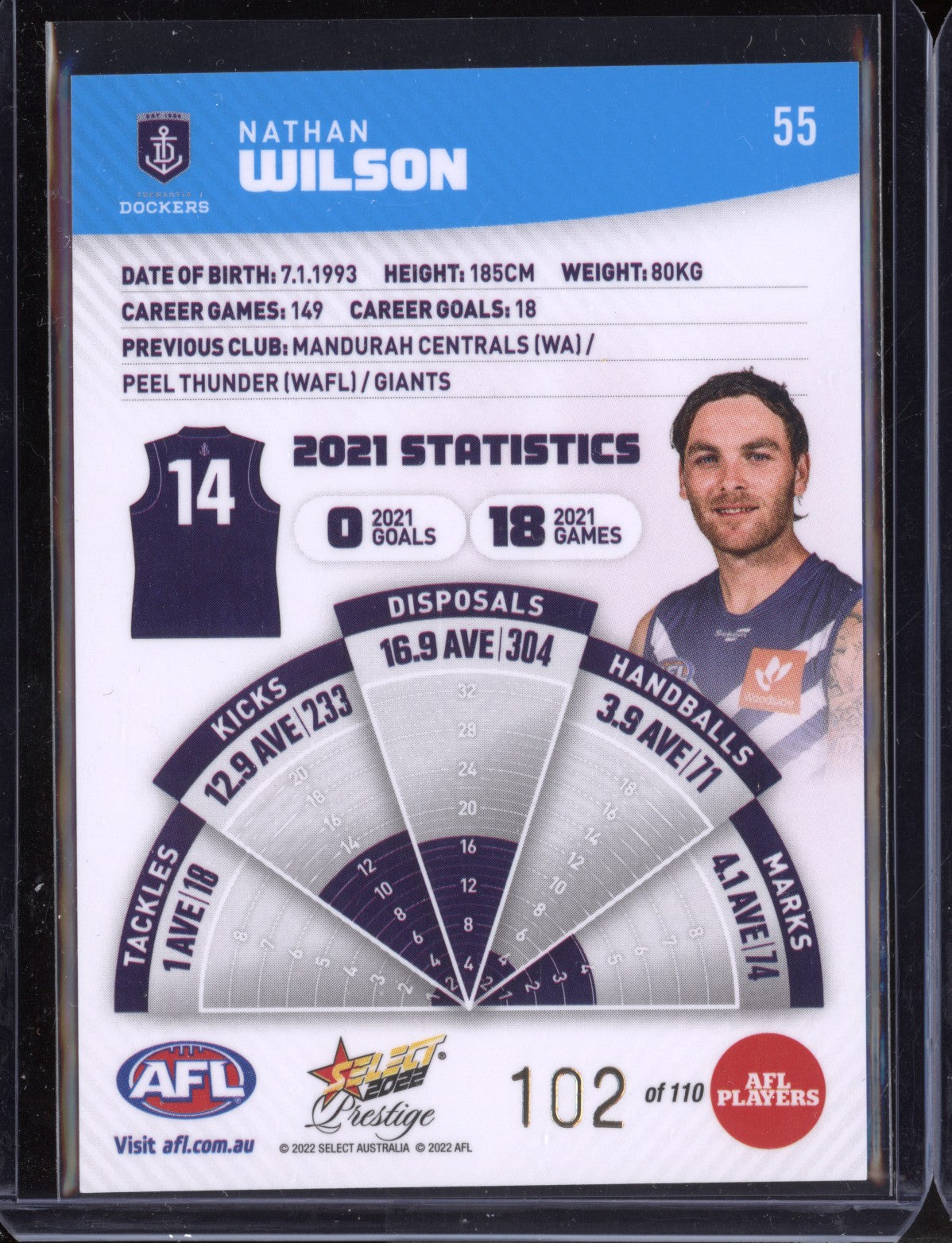 Nathan Wilson 2022 Select Footy Stars Prestige Blue 102/110