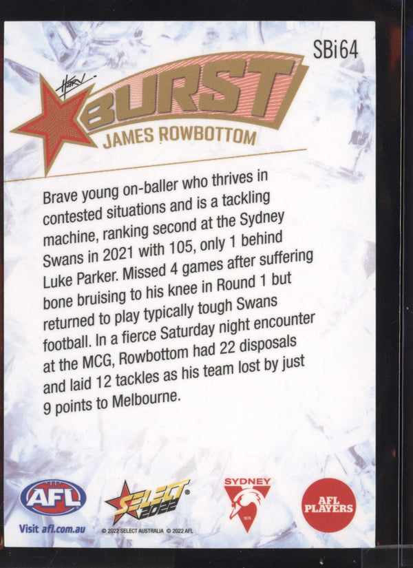 James Rowbottom 2022 AFL - Select Footy Stars Starburst Ice