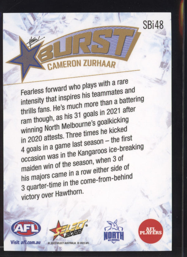 Cameron Zurhaar 2022 AFL - Select Footy Stars Starburst Ice