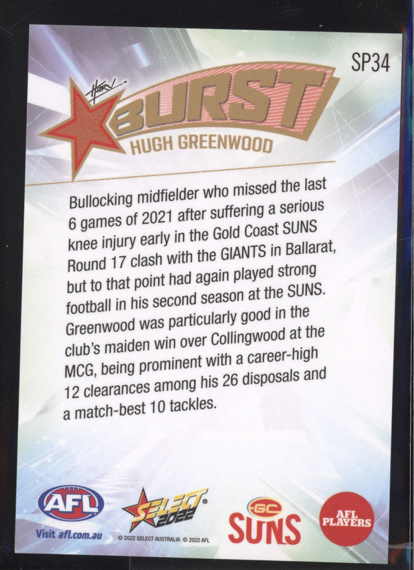 Hugh Greenwood 2022 AFL- Select Footy Stars Starburst Paint