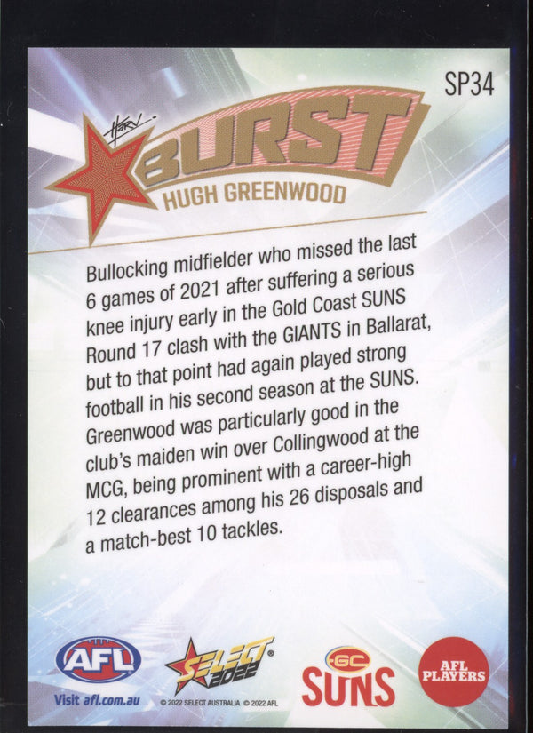 Hugh Greenwood 2022 AFL- Select Footy Stars Starburst Paint