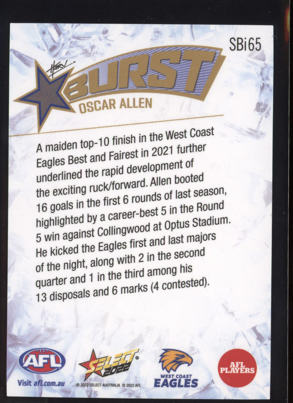 Oscar Allen 2022 AFL - Select Footy Stars Starburst Ice