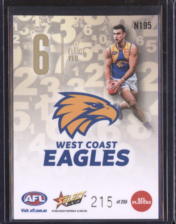 Elliot Yeo 2023 Select Footy Stars N195 Numbers 215/255