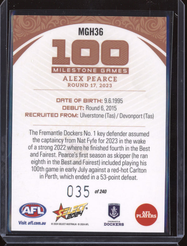 Alex Pearce 2024 Select Footy Stars MGH36 Milestone Games Hobby 35/240