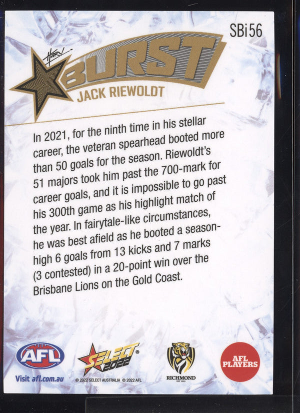 Jack Riewoldt 2022 AFL - Select Footy Stars Starburst Ice