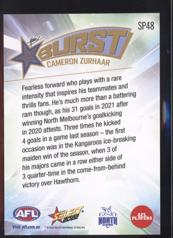 Cameron Zurhaar 2022 AFL- Select Footy Stars Starburst Paint