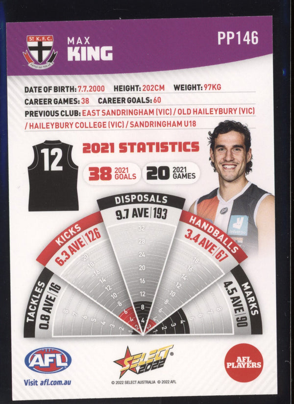 Max King 2022 Select Footy Stars Common Card - Purple