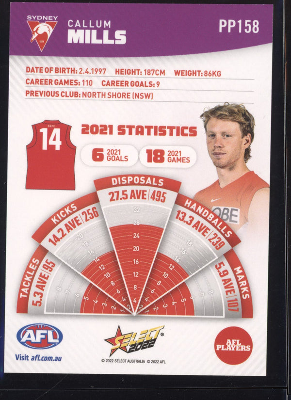 Callum Mills 2022 Select Footy Stars Common Card - Purple