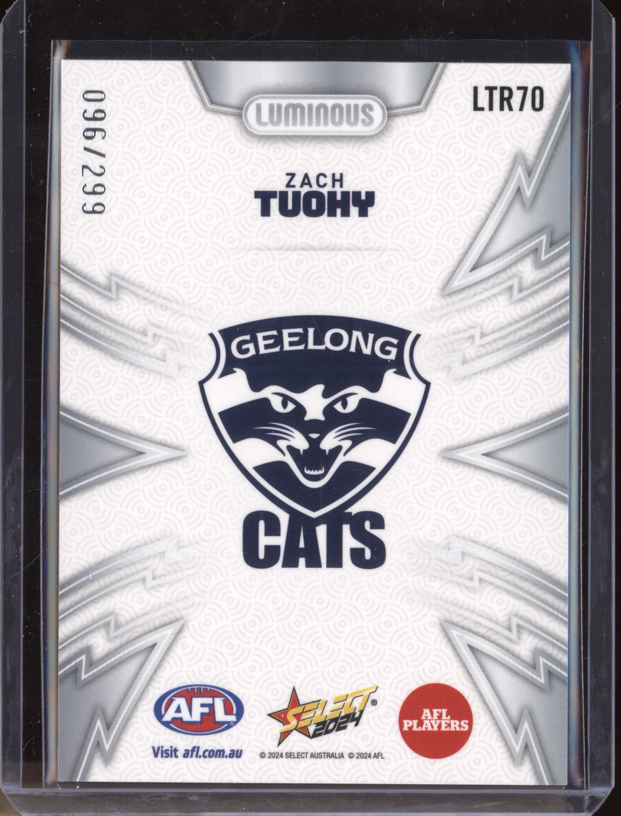 Zach Tuohy 2024 Select Footy Stars LTR70 Luminous Thunderbolt 96/299