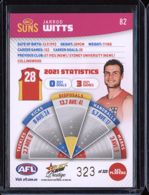 Jarrod Witts 2022 Select Prestige  Pink Parallel 323/325