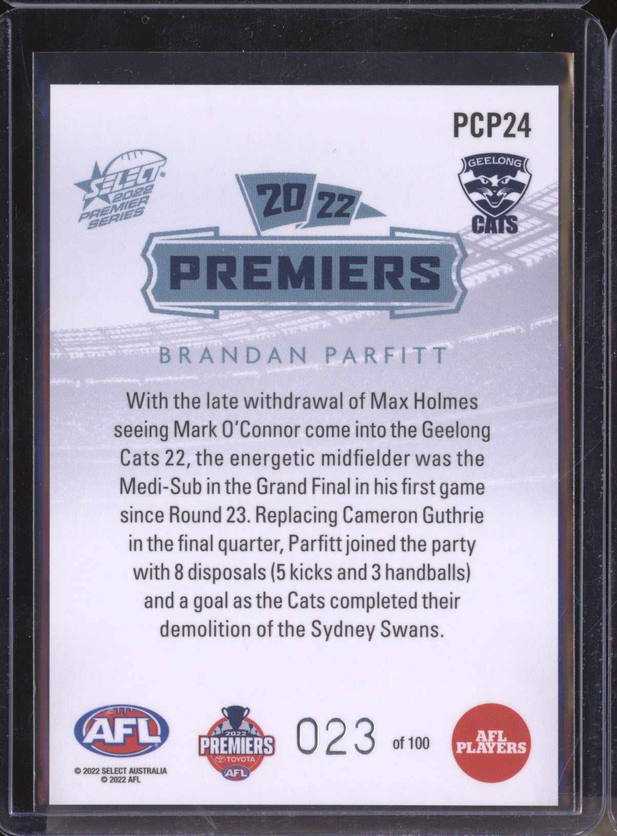 Brandan Parfitt 2022 Select Premier Series PCP24 23/100