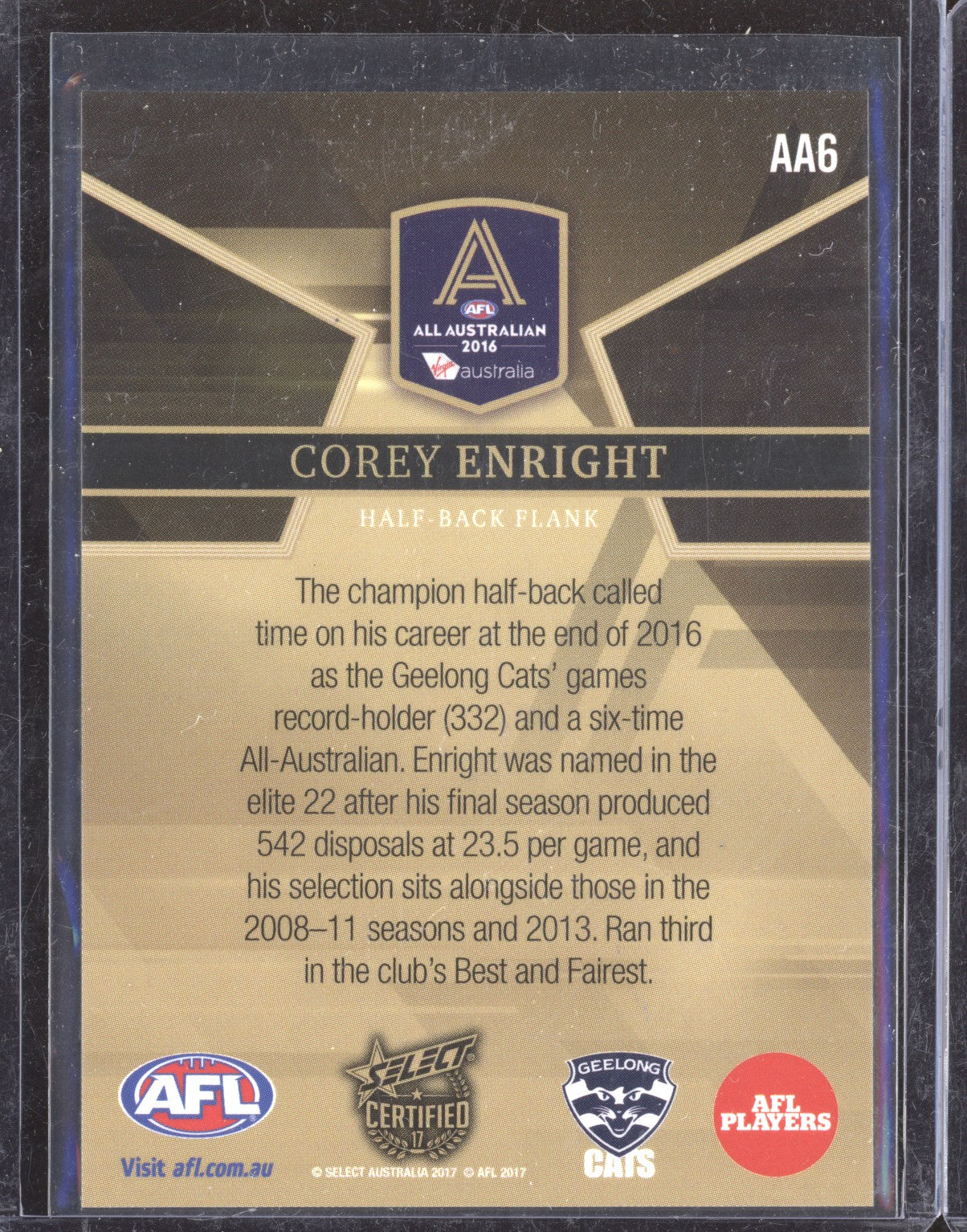 Corey Enright 2017 Select Certified AA6 All Australian 2016