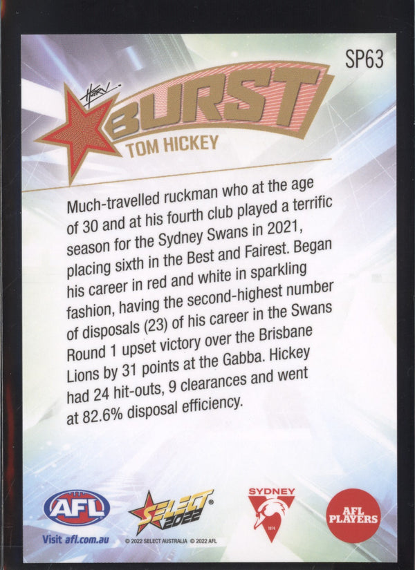 Tom Hickey 2022 AFL- Select Footy Stars Starburst Paint