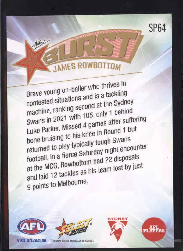 James Rowbottom 2022 AFL- Select Footy Stars Starburst Paint