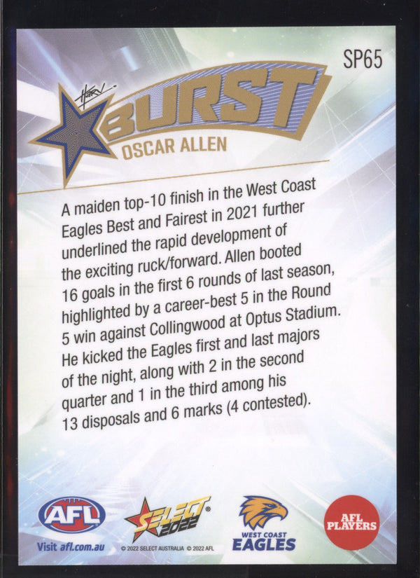 Oscar Allen 2022 AFL- Select Footy Stars Starburst Paint