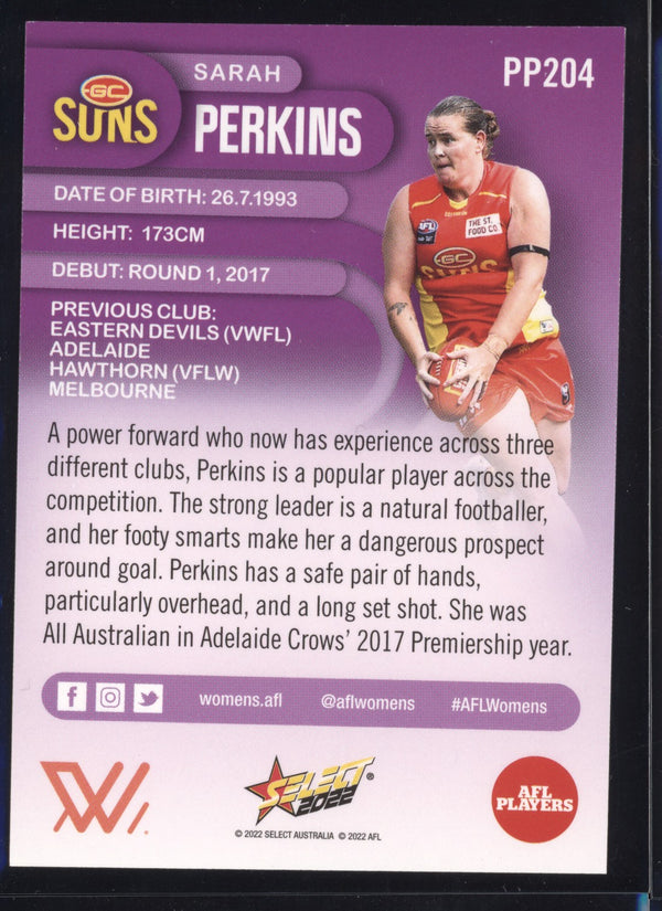 Sarah Perkins 2022 Select Footy Stars Common Card - Purple