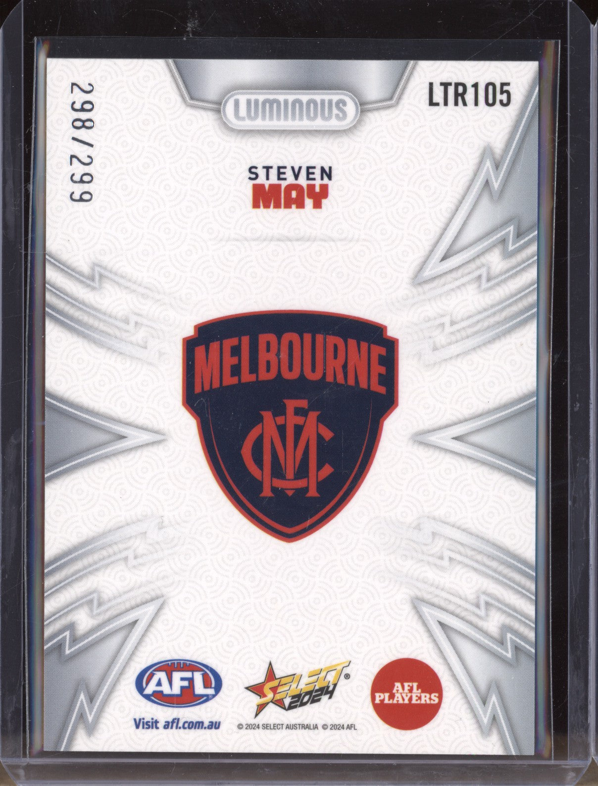 Steven May 2024 Select Footy Stars LTR105 Luminous Thunderbolt 298/299