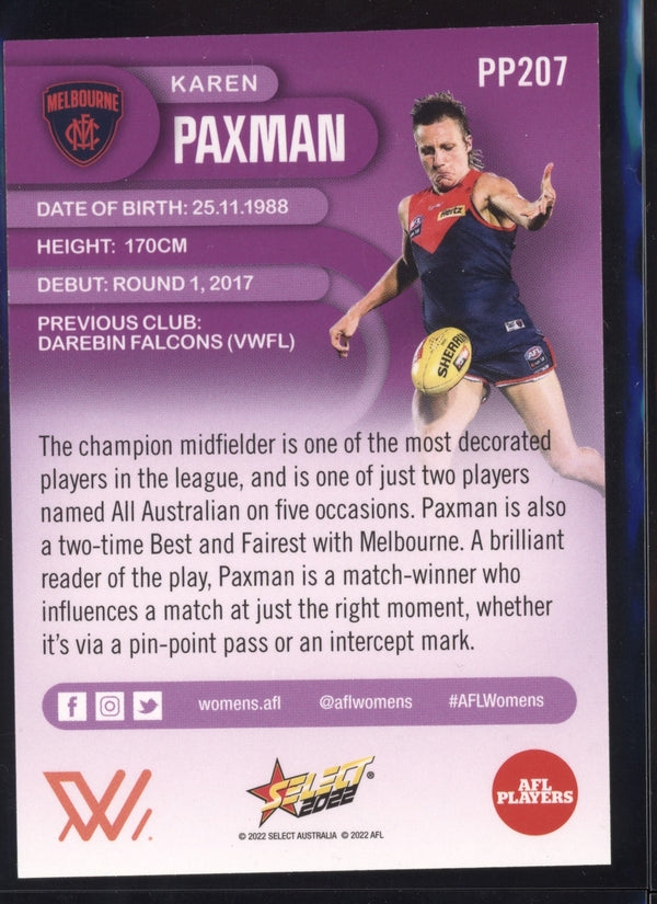 Karen Paxman 2022 Select Footy Stars Common Card - Purple