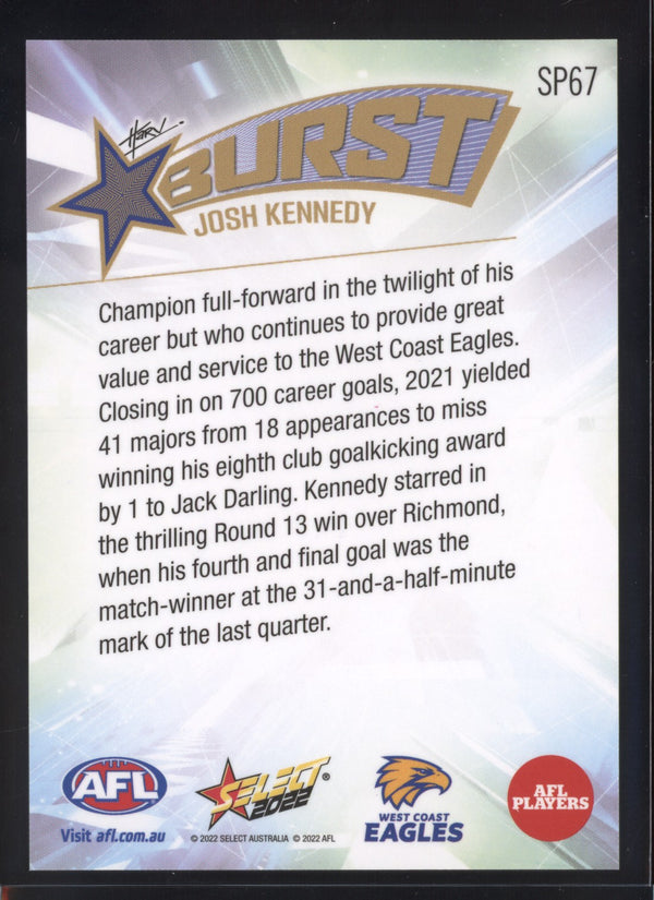 Josh Kennedy 2022 AFL- Select Footy Stars Starburst Paint