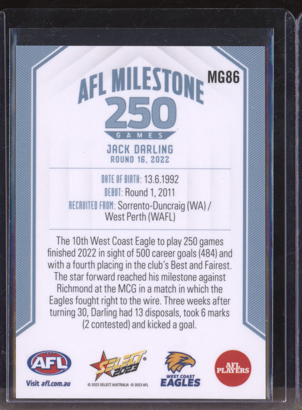 Jack Darling 2023 Select Footy Stars MG86 250 Game AFL Milestone