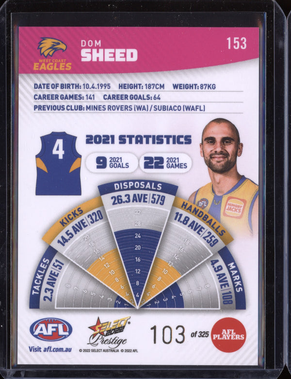 Dom Sheed 2022 Select Prestige  Pink Parallel 103/325