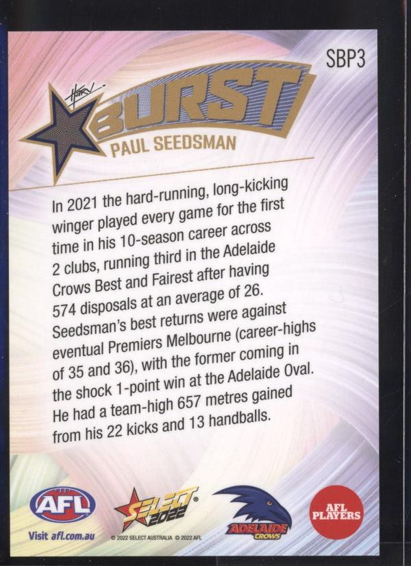 Paul Seedsman 2022 AFL- Select Footy Stars Starburst Paint