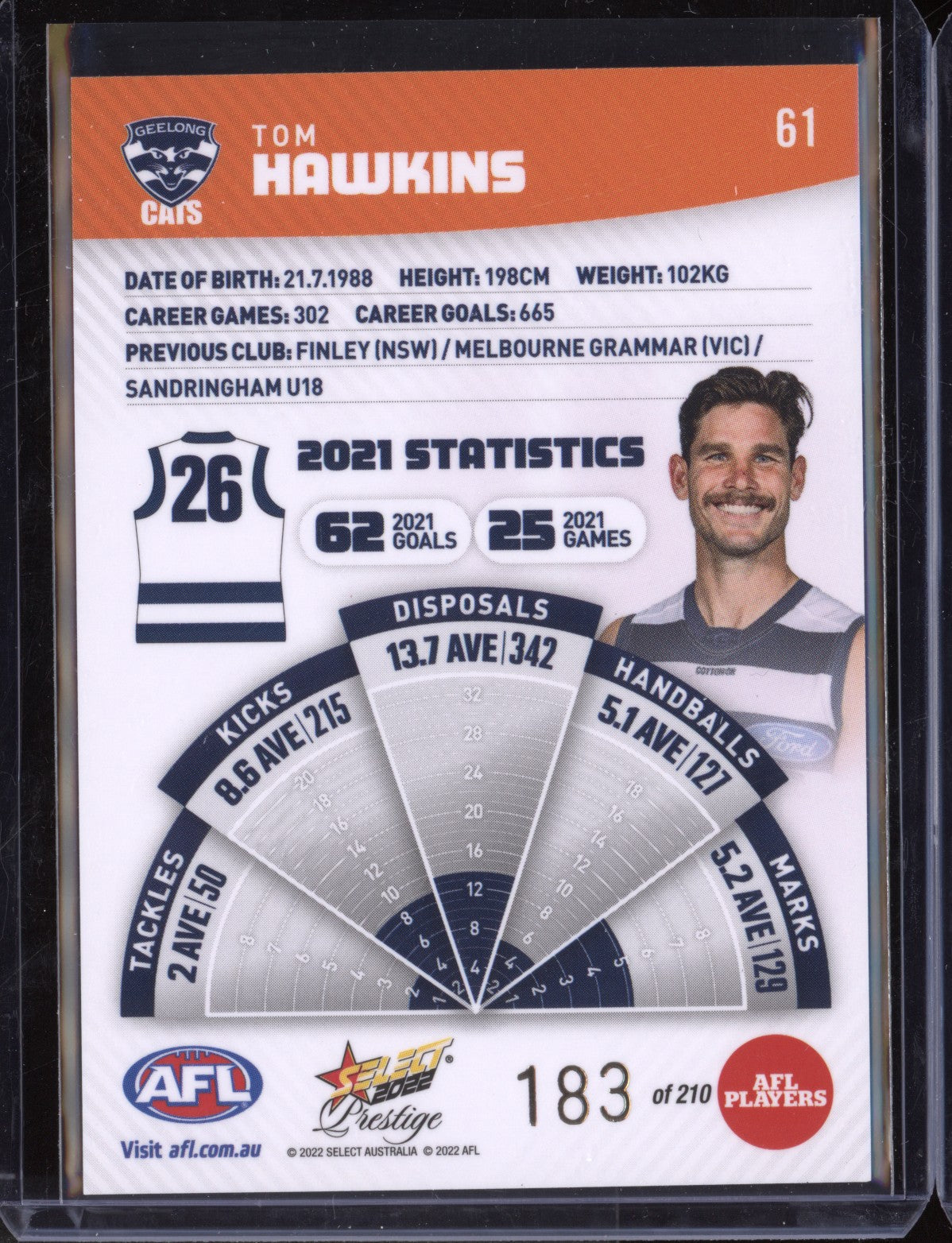 Tom Hawkins 2022 Select Prestige  Orange Parallel 183/210