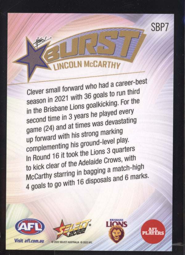 Lincoln McCarthy 2022 AFL- Select Footy Stars Starburst Paint