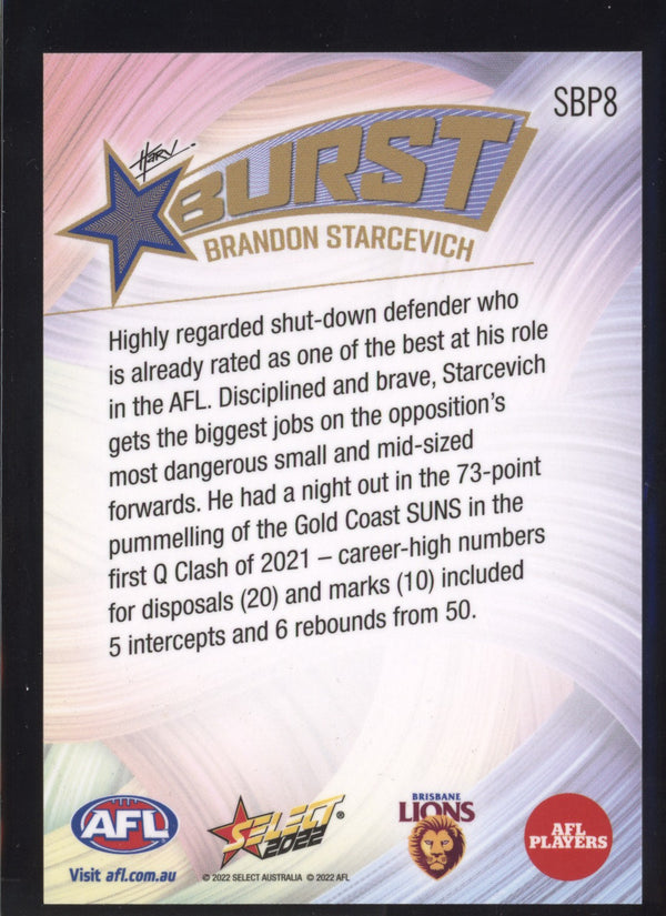 Brandon Starcevich 2022 AFL- Select Footy Stars Starburst Paint