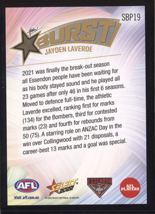 Jayden Laverde 2022 AFL- Select Footy Stars Starburst Paint