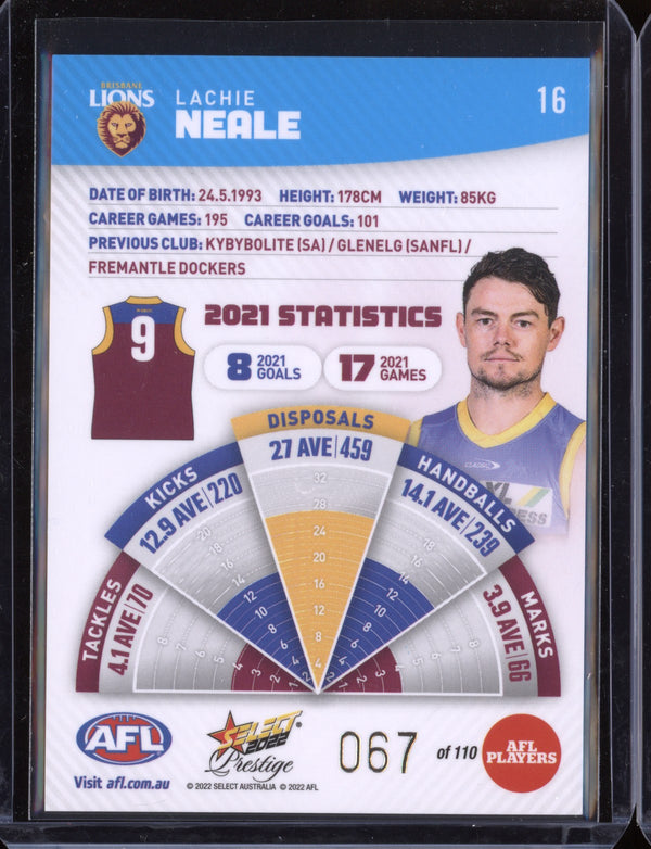 Lachie Neale 2022 Select Prestige  Blue Parallel 67/110