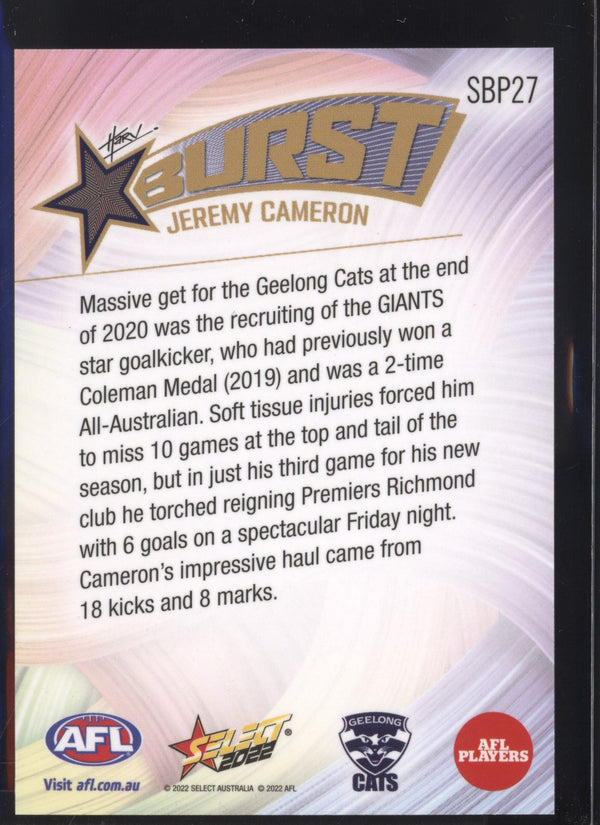 Jeremy Cameron 2022 AFL- Select Footy Stars Starburst Paint